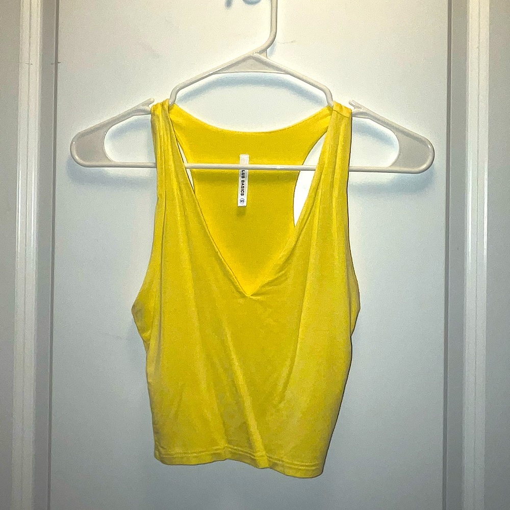 Lulus basic yellow v-neck cropped tank